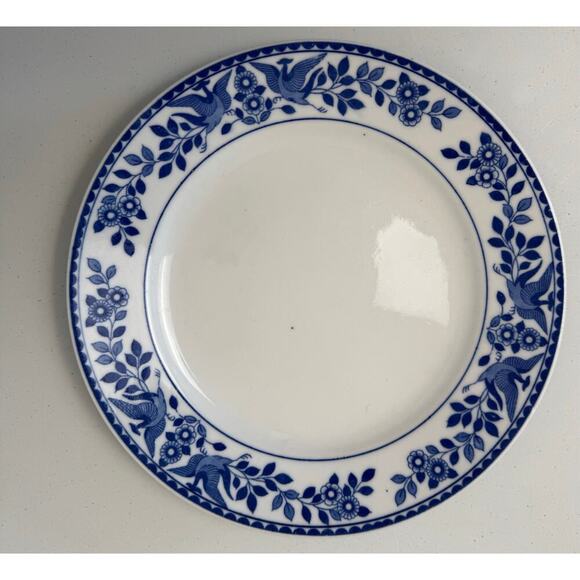 Vintage Pair Nippon Blue Phoenix Birds Royal Sometuke Plates Two 8 1/2” EUC - Picture 3 of 10